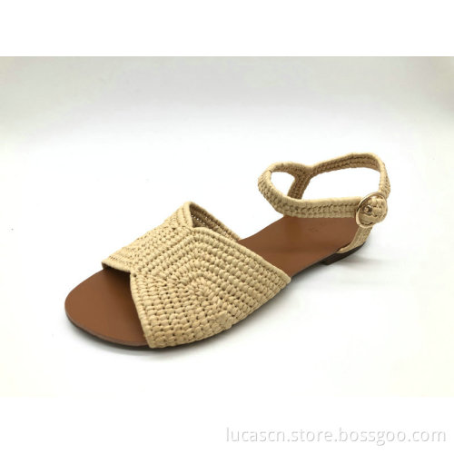 sandale de mode supérieure en raphia pour femme